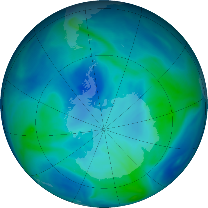 Antarctic ozone map for 16 February 2007
